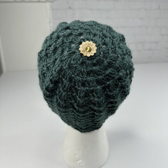 Handmade‎ New Lacy Cloch Lion Brand Re-Spun Recycled Polyester Knit Beanie - M/L - Picture 4 of 10